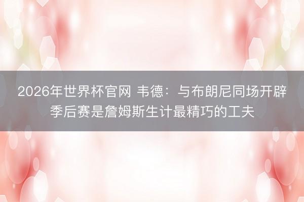 2026年世界杯官网 韦德：与布朗尼同场开辟季后赛是詹姆斯生计最精巧的工夫