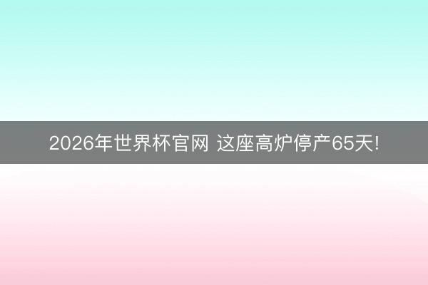 2026年世界杯官网 这座高炉停产65天!