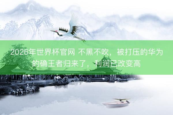2026年世界杯官网 不黑不吹，被打压的华为的确王者归来了，利润已改变高