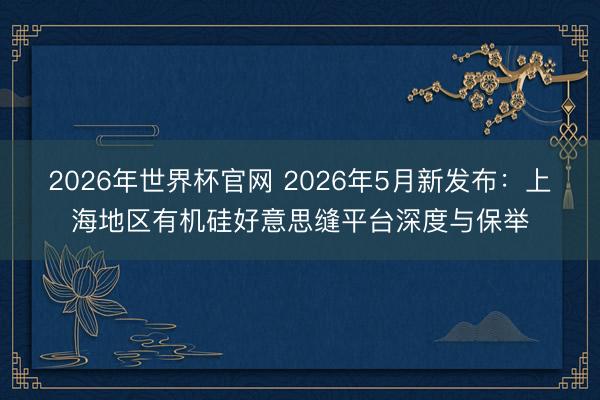 2026年世界杯官网 2026年5月新发布：上海地区有机硅好意思缝平台深度与保举