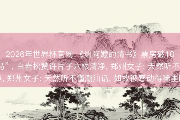 2026年世界杯官网 《给阿嬷的情书》票房破10亿元， 成表象级“黑马” ， 白岩松赞许片子六根清净， 郑州女子: 天然听不懂潮汕话， 如故被感动得稀里哗啦