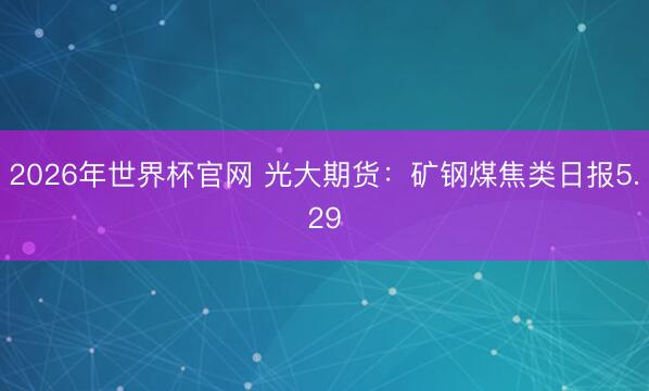 2026年世界杯官网 光大期货：矿钢煤焦类日报5.29