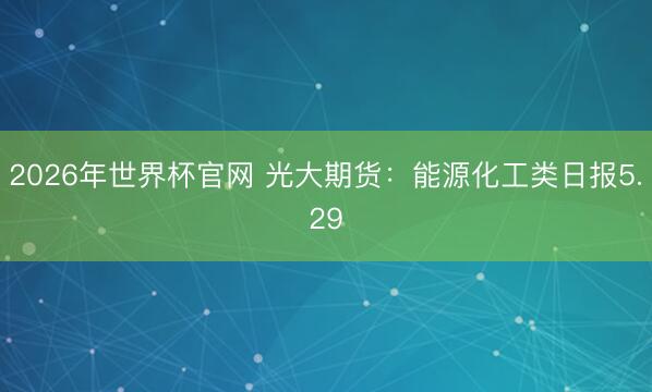 2026年世界杯官网 光大期货：能源化工类日报5.29