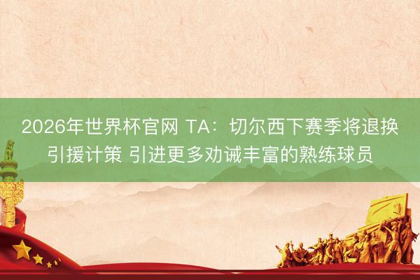 2026年世界杯官网 TA：切尔西下赛季将退换引援计策 引进更多劝诫丰富的熟练球员