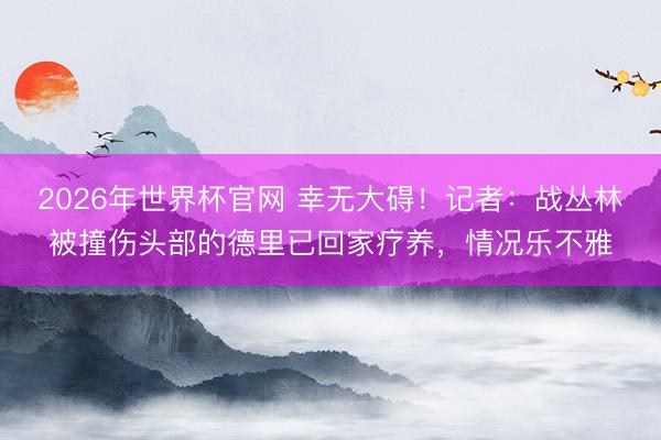 2026年世界杯官网 幸无大碍！记者：战丛林被撞伤头部的德里已回家疗养，情况乐不雅