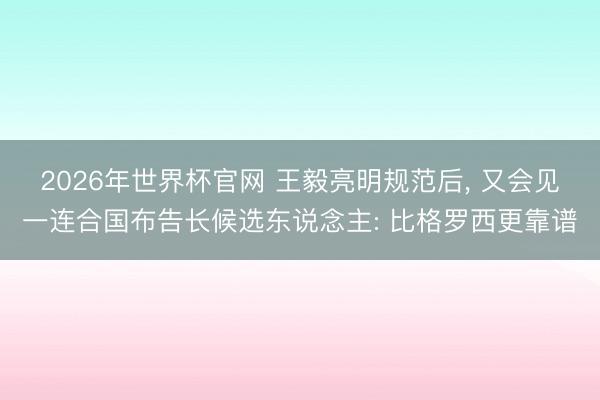 2026年世界杯官网 王毅亮明规范后， 又会见一连合国布告长候选东说念主: 比格罗西更靠谱