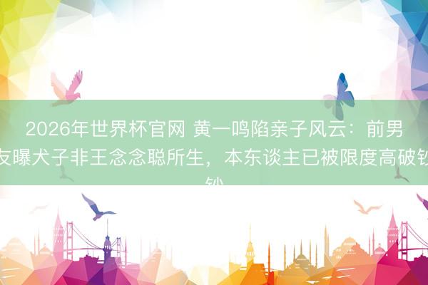 2026年世界杯官网 黄一鸣陷亲子风云：前男友曝犬子非王念念聪所生，本东谈主已被限度高破钞