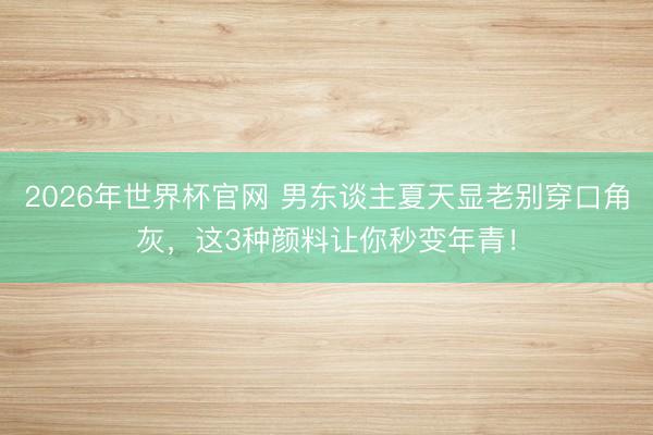2026年世界杯官网 男东谈主夏天显老别穿口角灰，这3种颜料让你秒变年青！