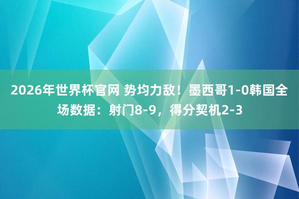 2026年世界杯官网 势均力敌!墨西哥1-0韩国全场数据:射门8-9,得分契机2-3